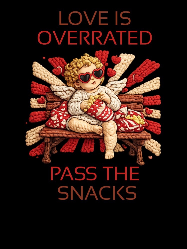 Funny Valentine Cupid | Love Is Overrated Pass the Snacks | Anti Valentine by Printlytee