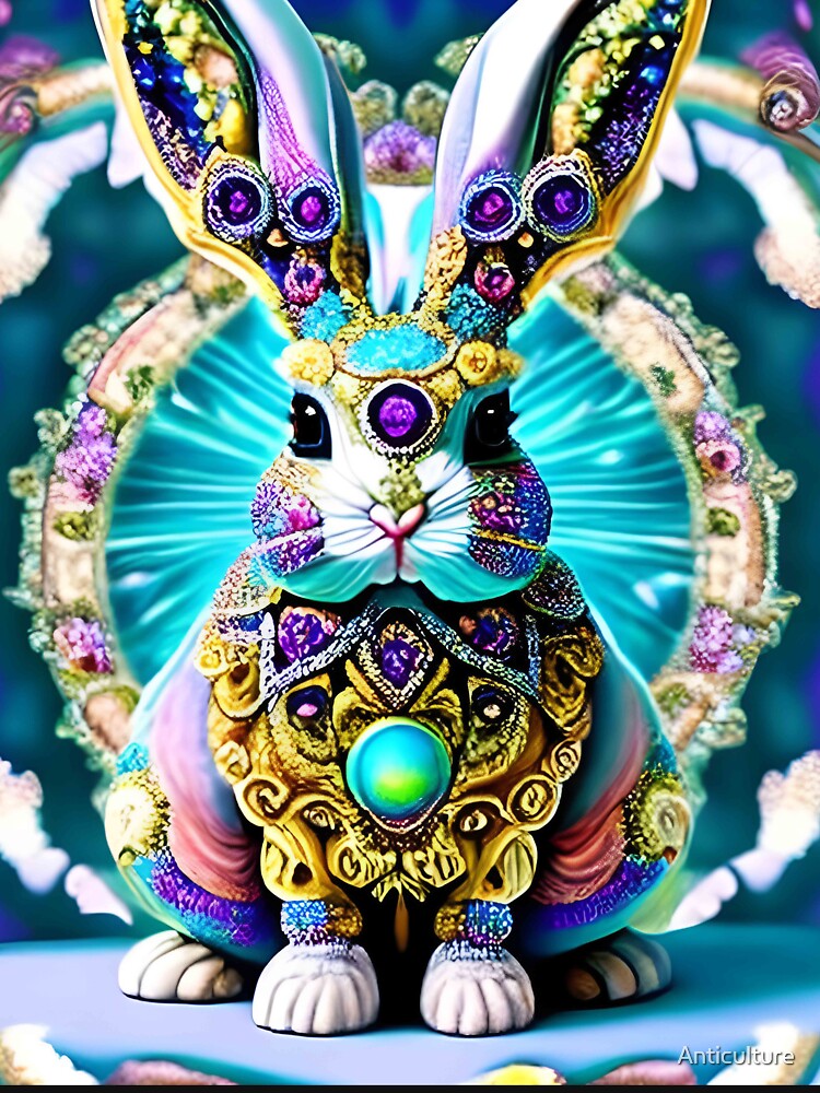 Bunny Rabbit Psychedelic Easter Gift AOP Rainbow Neon Trippy by Anticulture