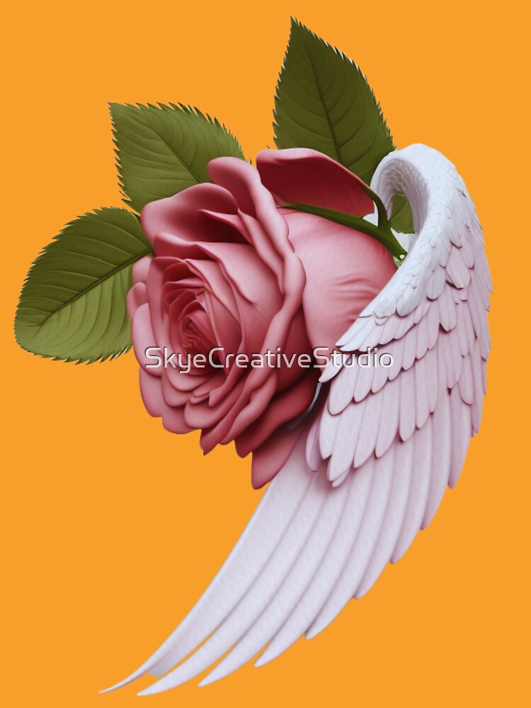 Angel's Wings with Red Rose by SkyeCreativeStudio