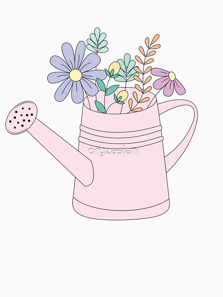Flowers in a watering can, cute flowers design by oryzasian