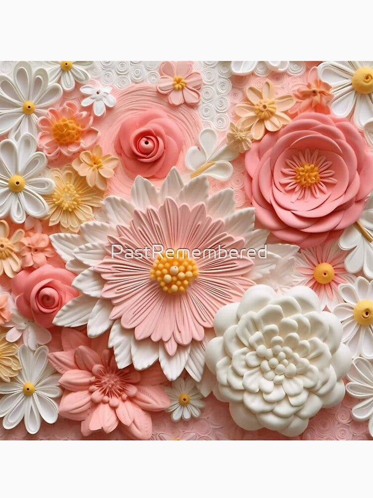 3D Peach and Cream Flowers Graphic – Floral Apparel & Home Decor Design by Compass and a Camera