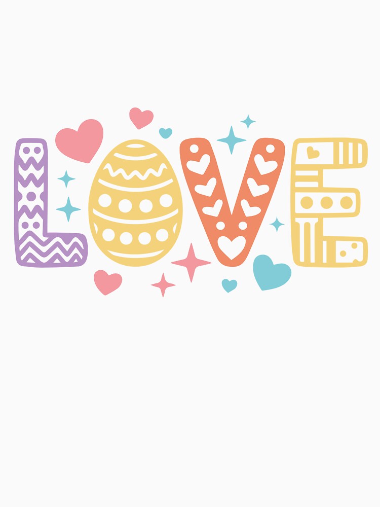 Easter Love Decorative Lettering with Easter Egg Hearts and Sparkles by QuietBloom80