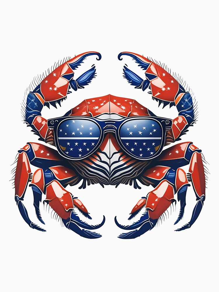 4th of July Crab Wearing American Sunglasses Cool T-Shirt by lando218