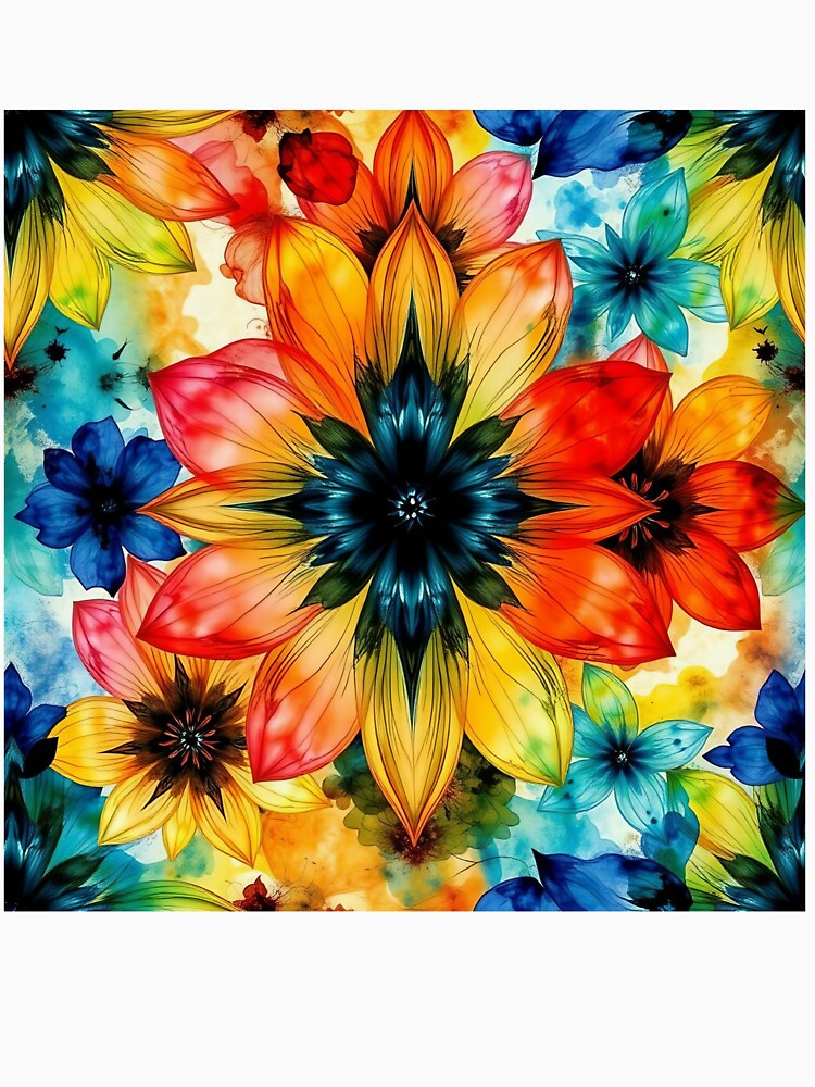 Vibrant Kaleidoscope Floral Pattern for Home decor and clothes design| T-Shirts, Mugs & Stickers, Phone Cases by TheGaliyaStudio