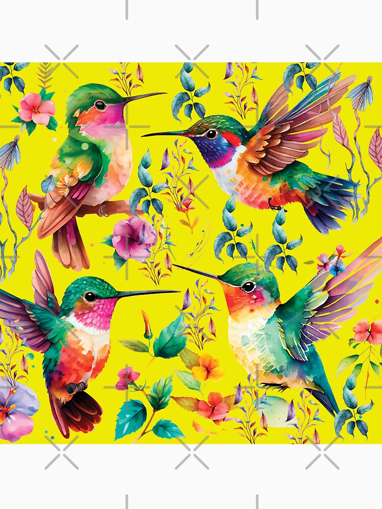 HUMMINGBIRDS ON YELLOW- HUMMINGBIRDS ON YELLOW by ORIGENcreate
