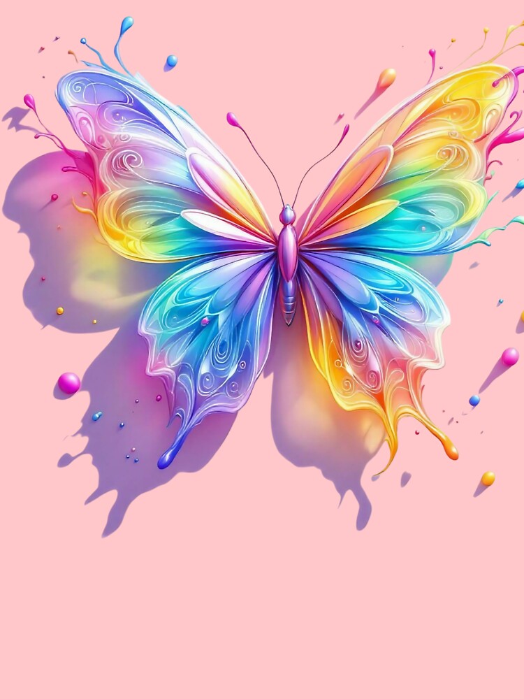 Copy of Aesthetic Watercolor Butterfly with 3D Shadow Art & Vibrant Splash Butterfly 3D Effect Print by TheGaliyaStudio