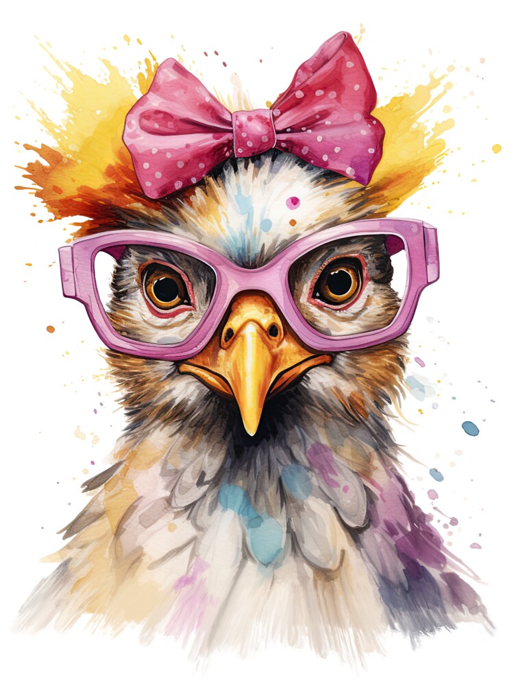 Funny Chicken with pink ribbon by vallass