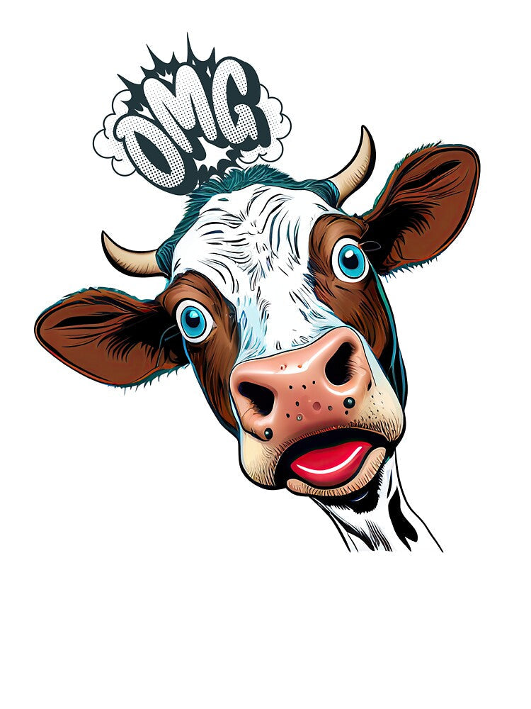 Funny Surprised Cow: A Humorous and Whimsical Design by ThriveShop