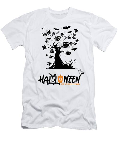 Halloween Tree with Pumpkins and Bats T-Shirt
