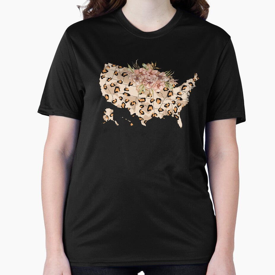 USA map print. United States of America. Leopard floral map by tiana-geo