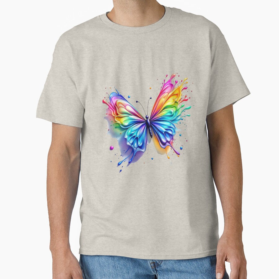 Rainbow Splash Butterfly 3D Effect Print & colorful butterfly shadow by TheGaliyaStudio
