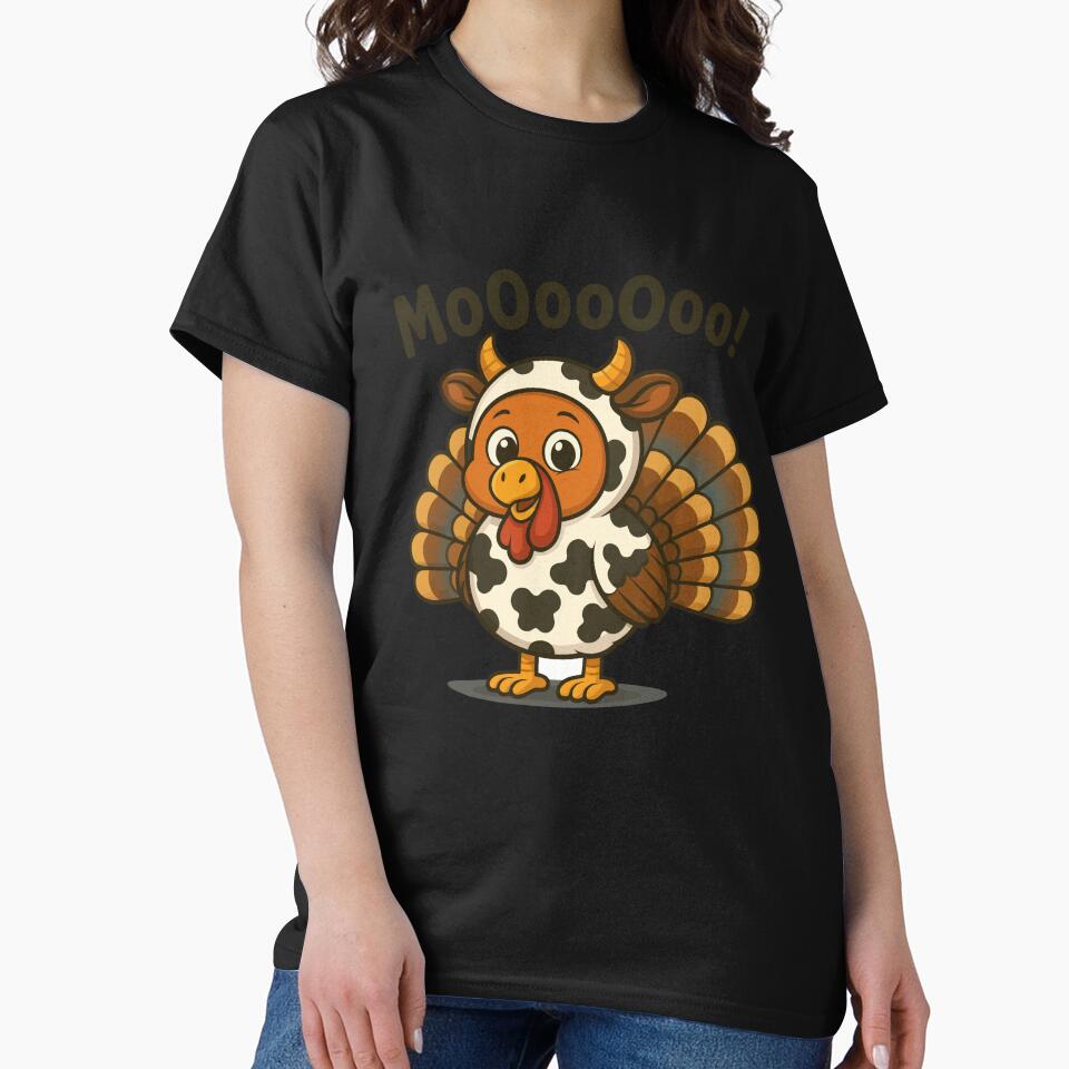 Funny Cow Turkey Thanksgiving Mooo Kids Sublimation Design by BANKACEM.STORE