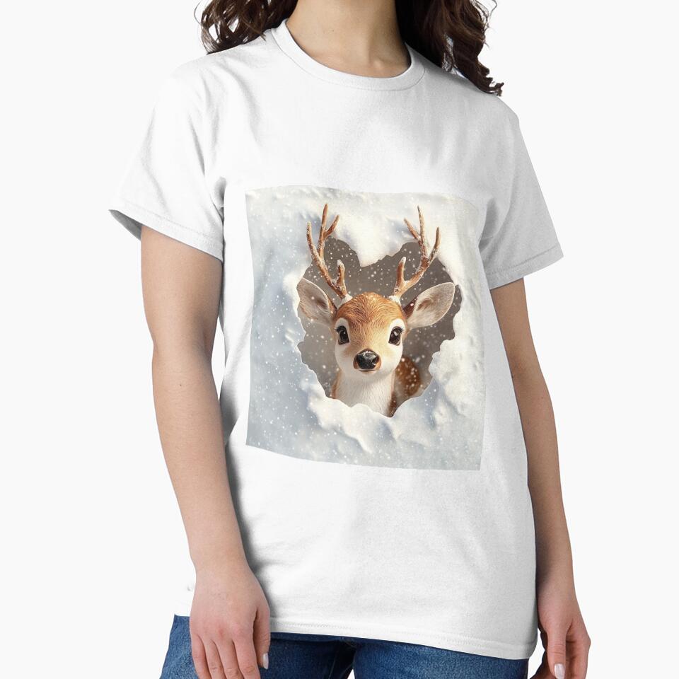 3d Christmas reindeer is breaking through snow by MKDigitalPrints