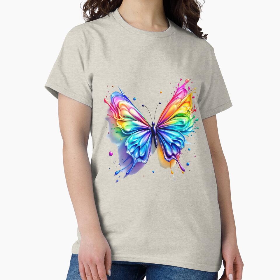 Rainbow Splash Butterfly 3D Effect Print & colorful butterfly shadow by TheGaliyaStudio