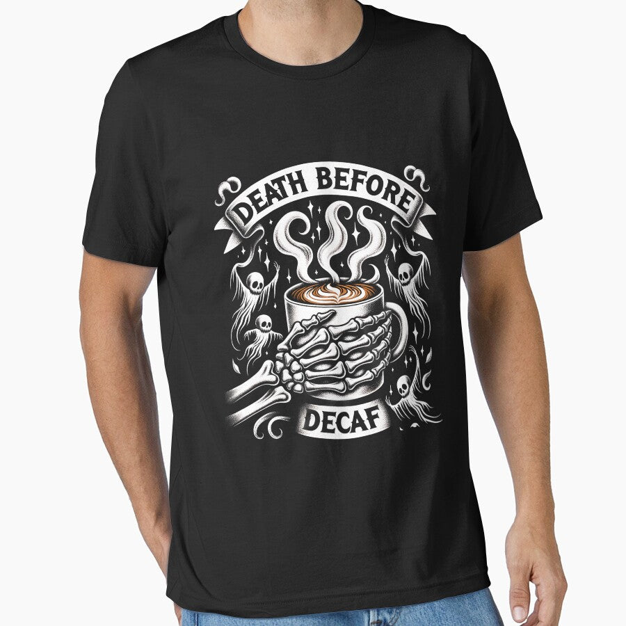 Death Before Decaf Skeleton and Ghost 1 front by Vi-Sko
