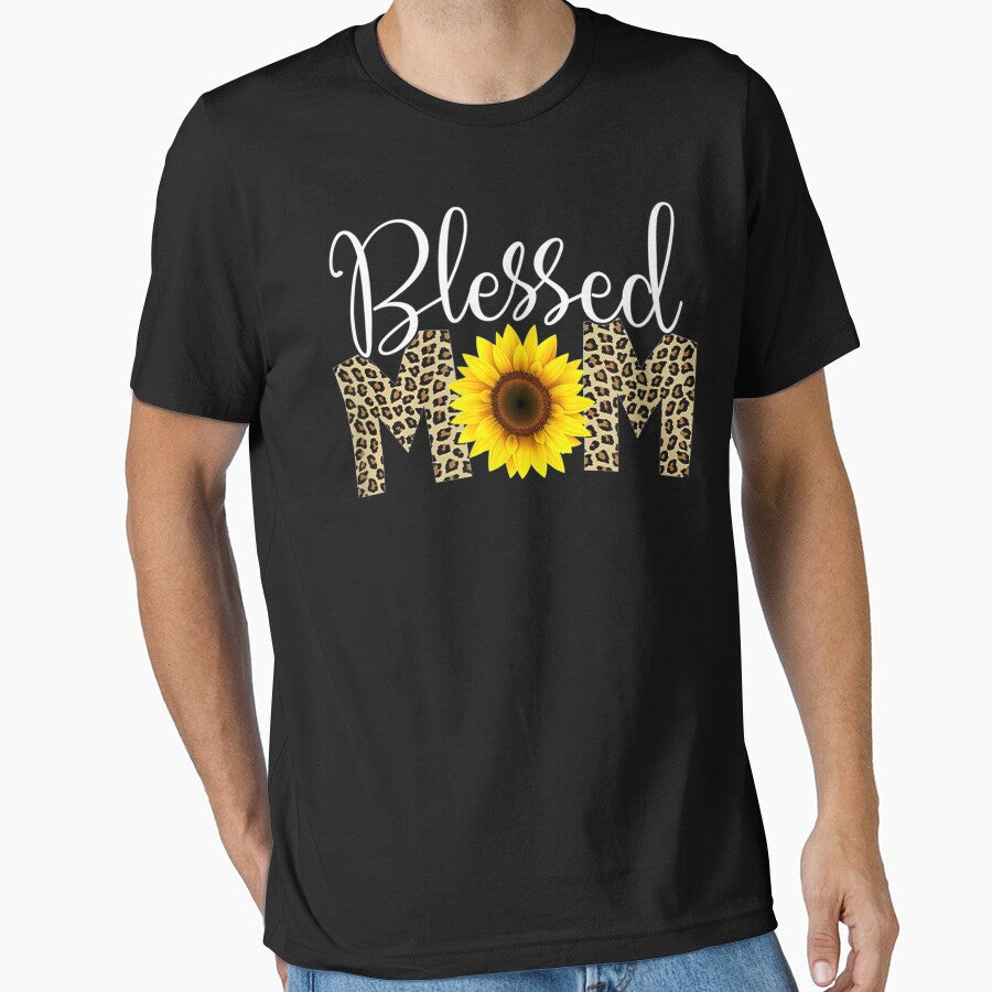 Blessed Mom Leopard Print Sunflower by VegaStudio