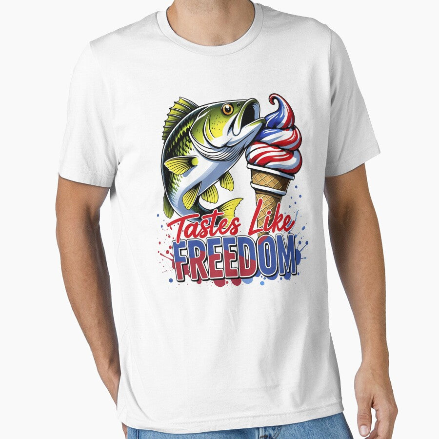 USA Bass Fishing 4th of July America Tastes Like Freedom by Trangkun1995