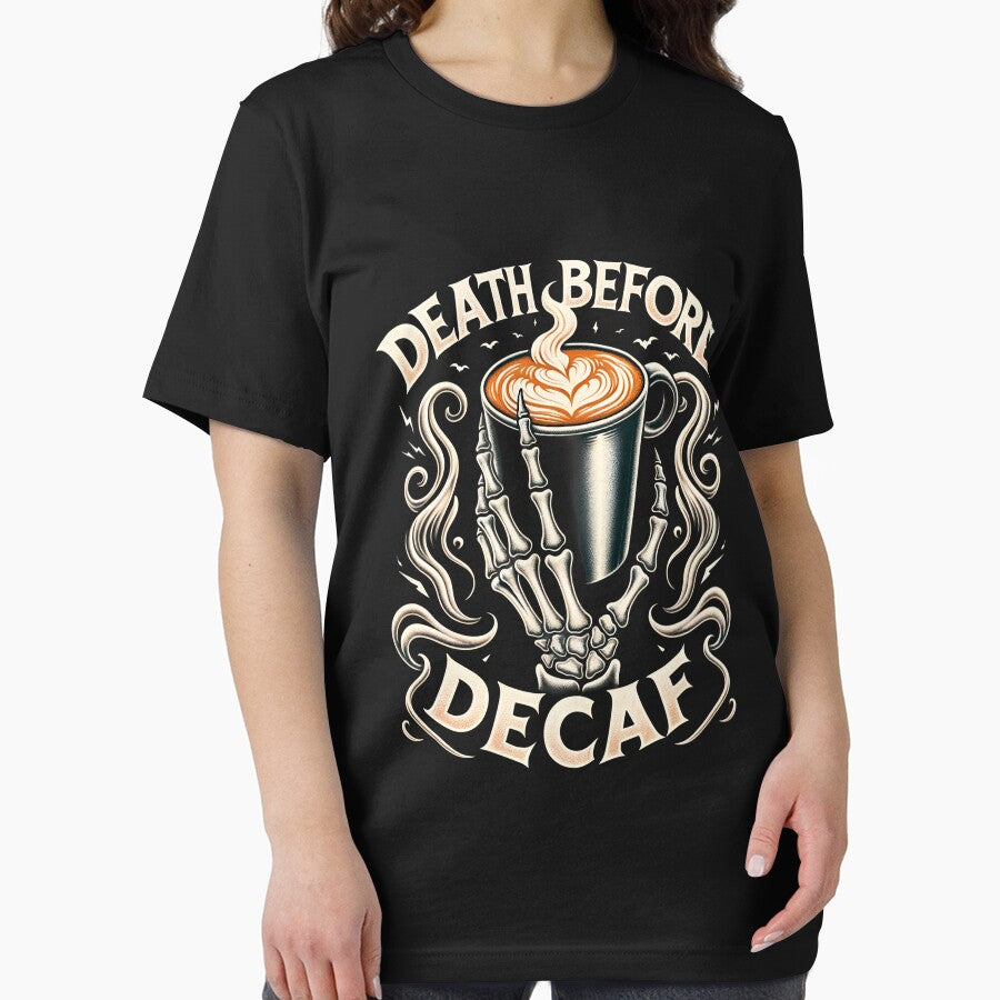 Copy of Death Before Decaf Skeleton and Ghost 2 front by Vi-Sko