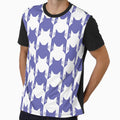 Catstooth Cat Houndstooth White and Very Peri Large Print by Feeling Artsy