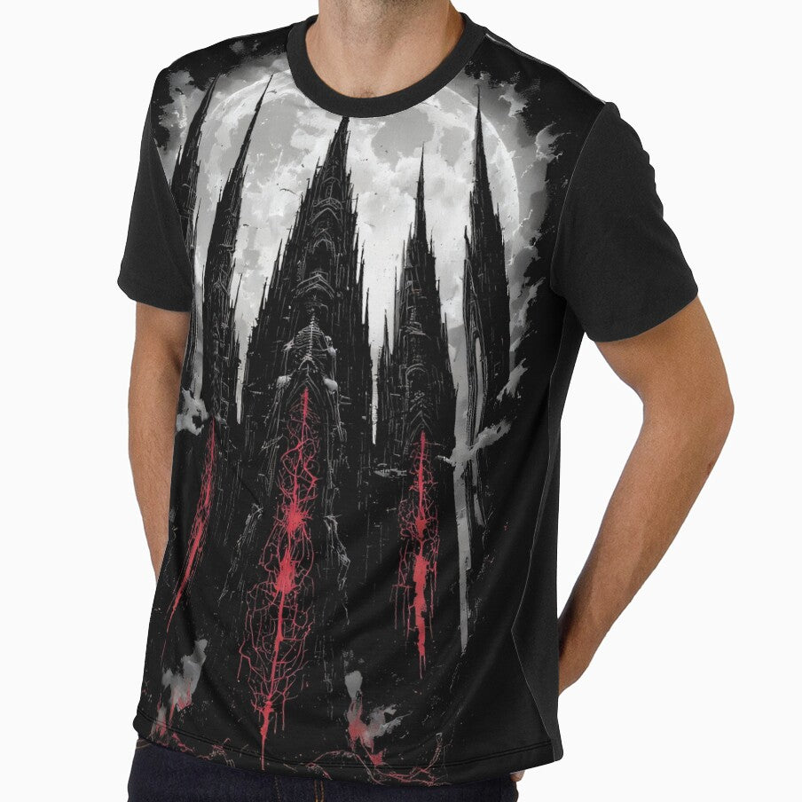 Blood Cathedral Gothic Horror Full Moon Dark Fantasy Art (BLACK) by MorbidDreams