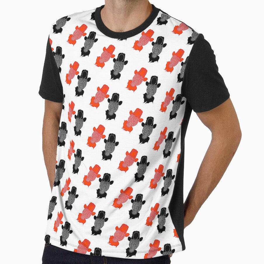 Ranchu Goldfish Top View Full Red and Full Black by Nosnah