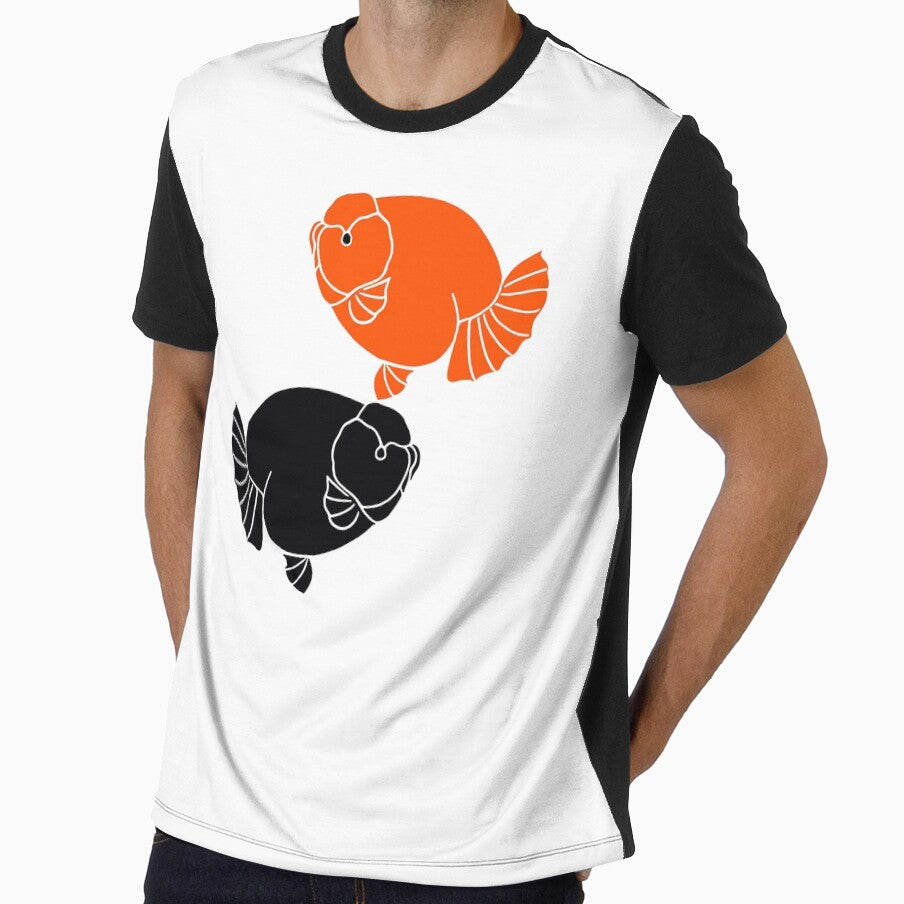 Ranchu Full Red and Full Black Goldfish Logo 0318 by Nosnah