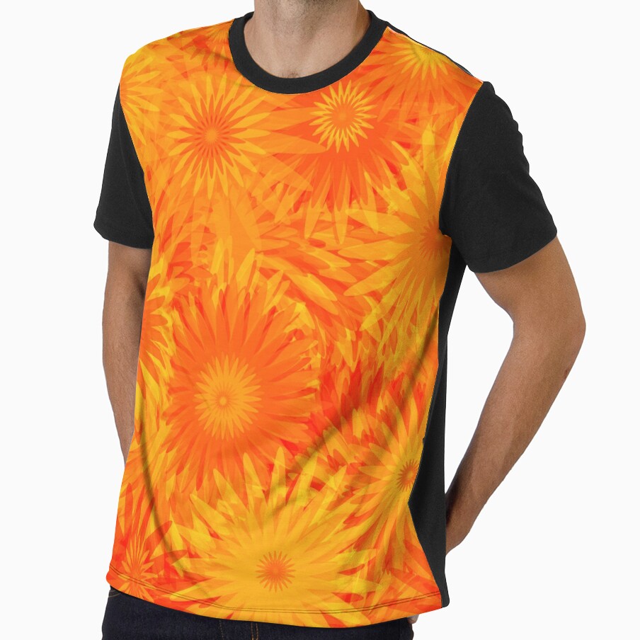 Dandelion Yellow Orange Flower Pattern by Deborah Camp
