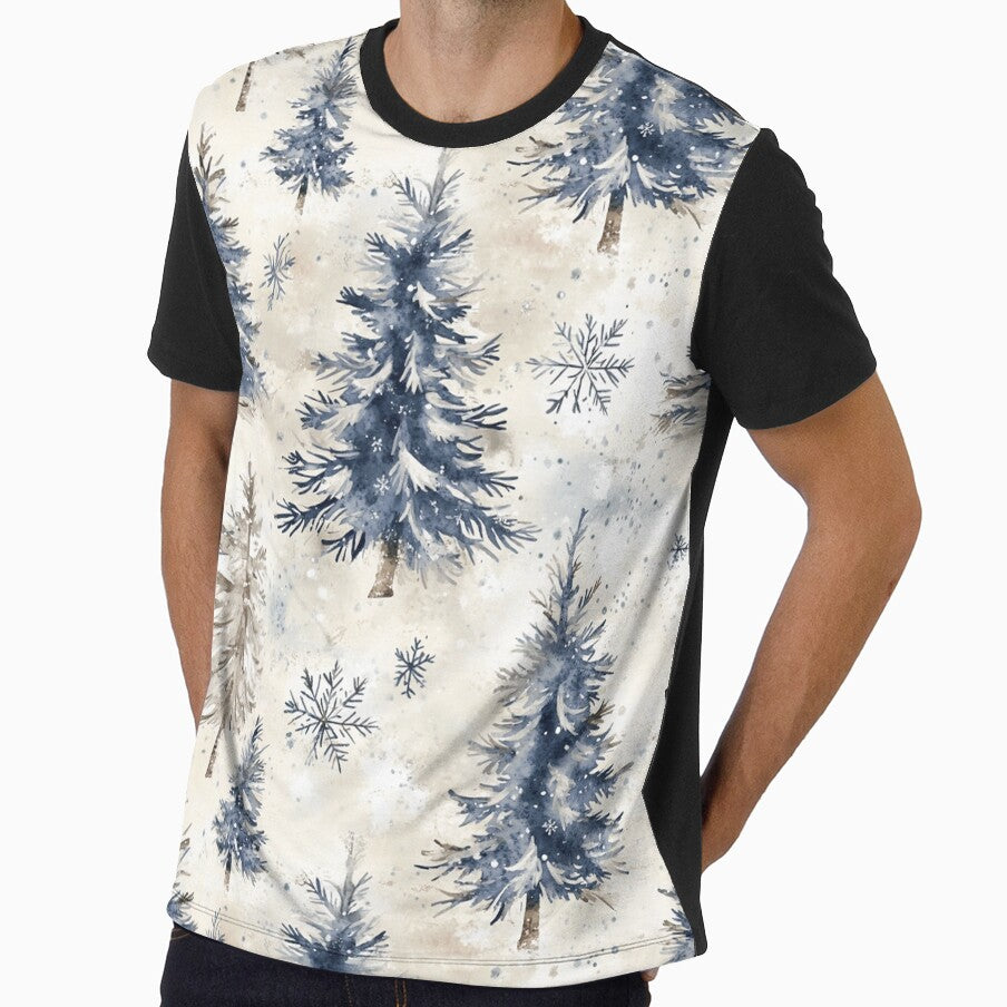 Blue Beige Winter Christmas Trees All Over by Feeling Artsy