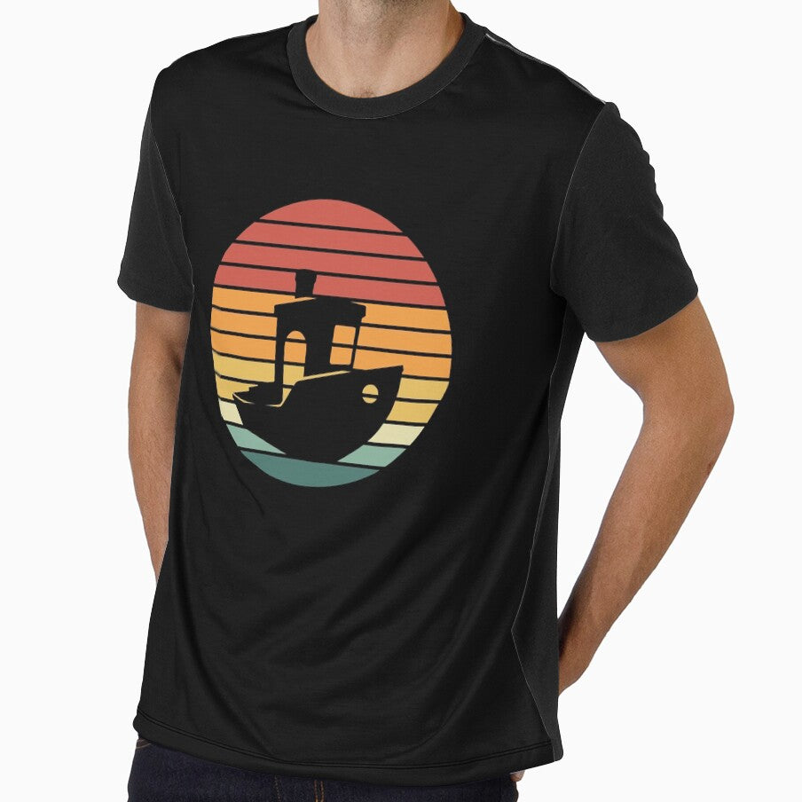 Distressed Vintage 3D printer benchy sunset for the maker quote by gut2000
