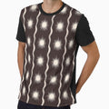 Boho Beige Starburst and Wavy Line Pattern – Earthy Celestial All-Over Print Graphic T-Shirt by FestivityFinds