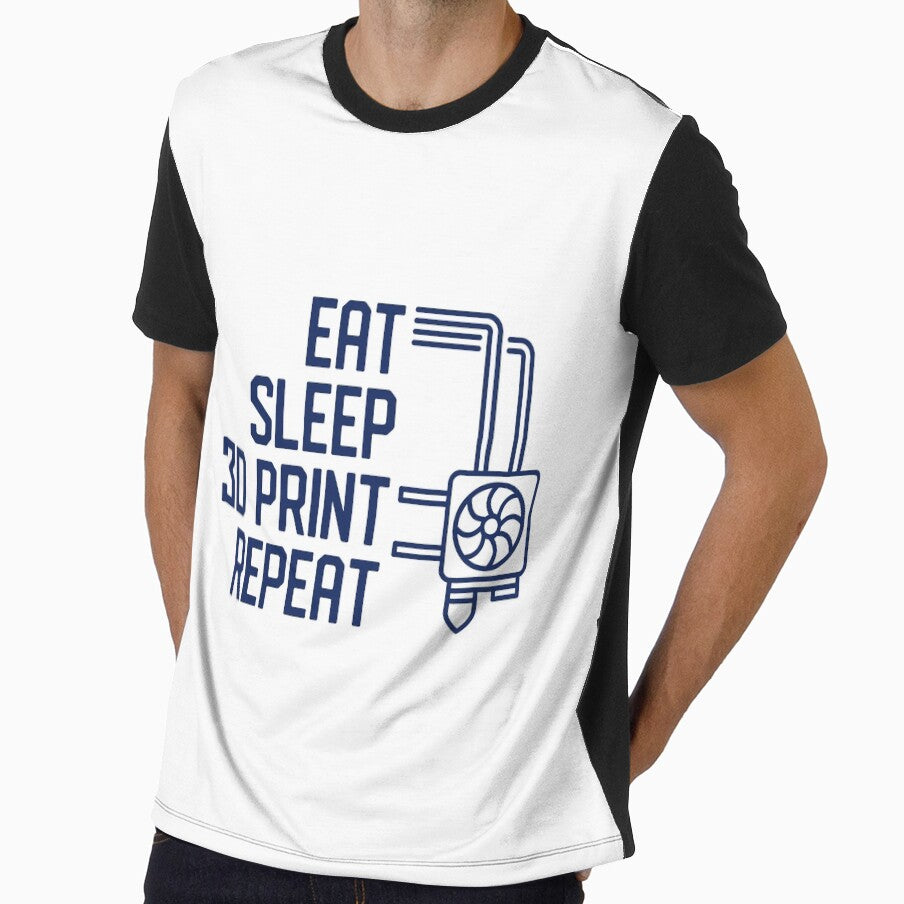 Eat Sleep 3D Print Repeat creative funny Printing Design by venomousvector