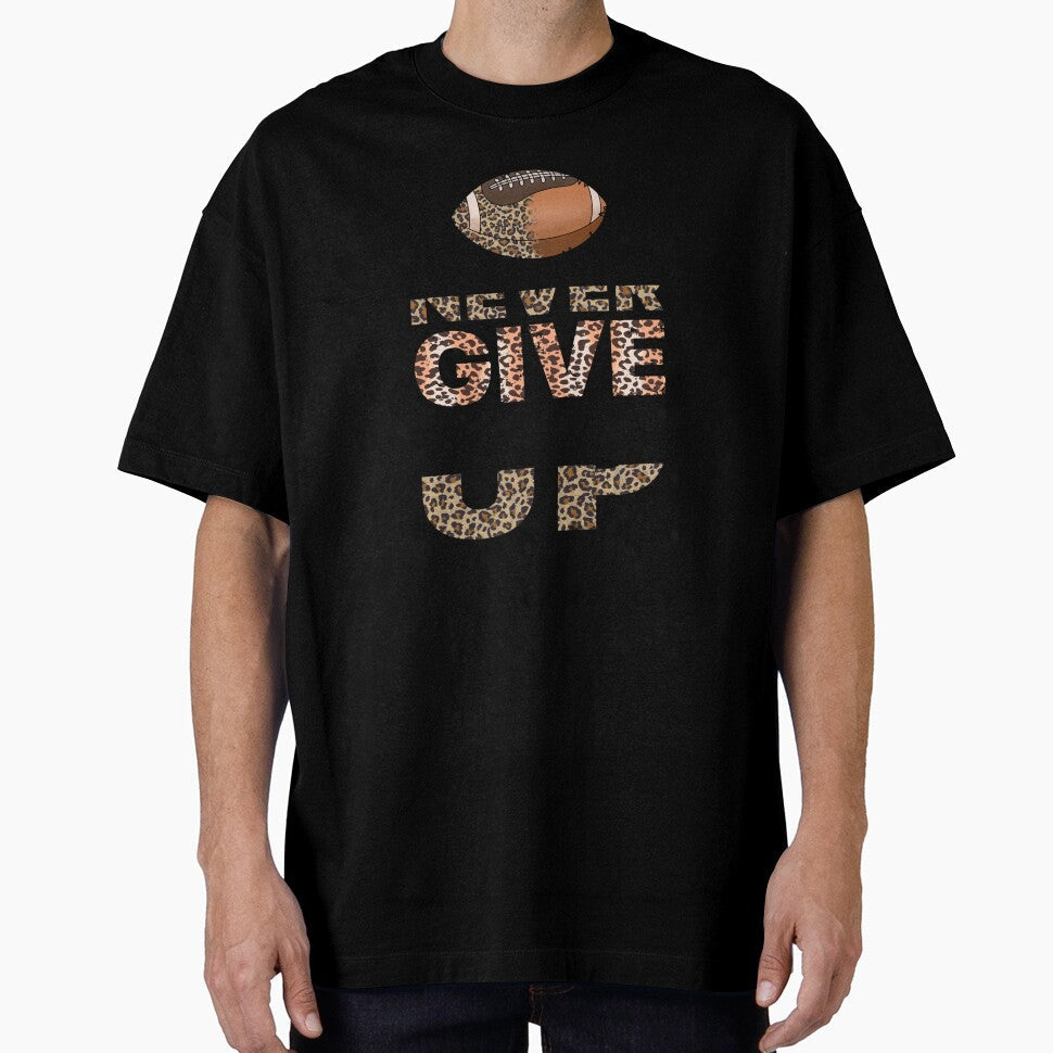 Never Give Up Football Leopard png Sublimation Design, Football PNG, Football Season, Football Mom png, Football Mom, Distressed Football, Love football by Peerda