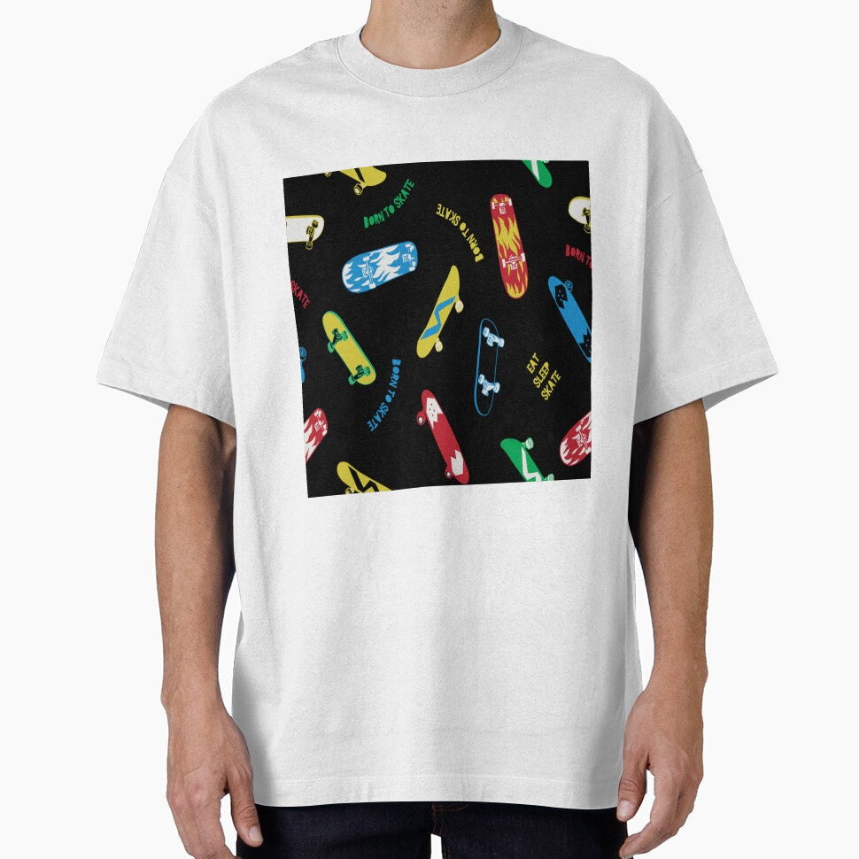 Skateboard Illustrations Allover Pattern for Apparel for Men's & Women's Fashion by TeeFashionShop