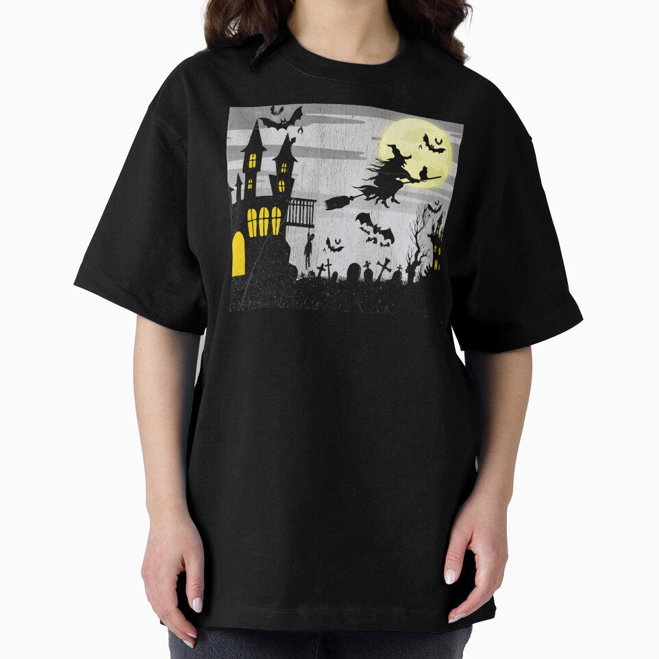 Skinny Tumbler Sublimation Design Template Haunted House Halloween Straight Warped Design by V28LBFF8
