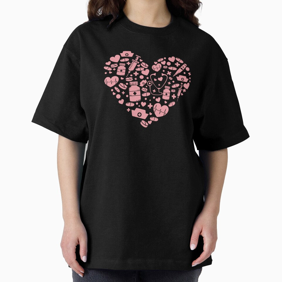 Healthcare Heart Silhouette: Pink Medical Icons Collage by Polarisofficial