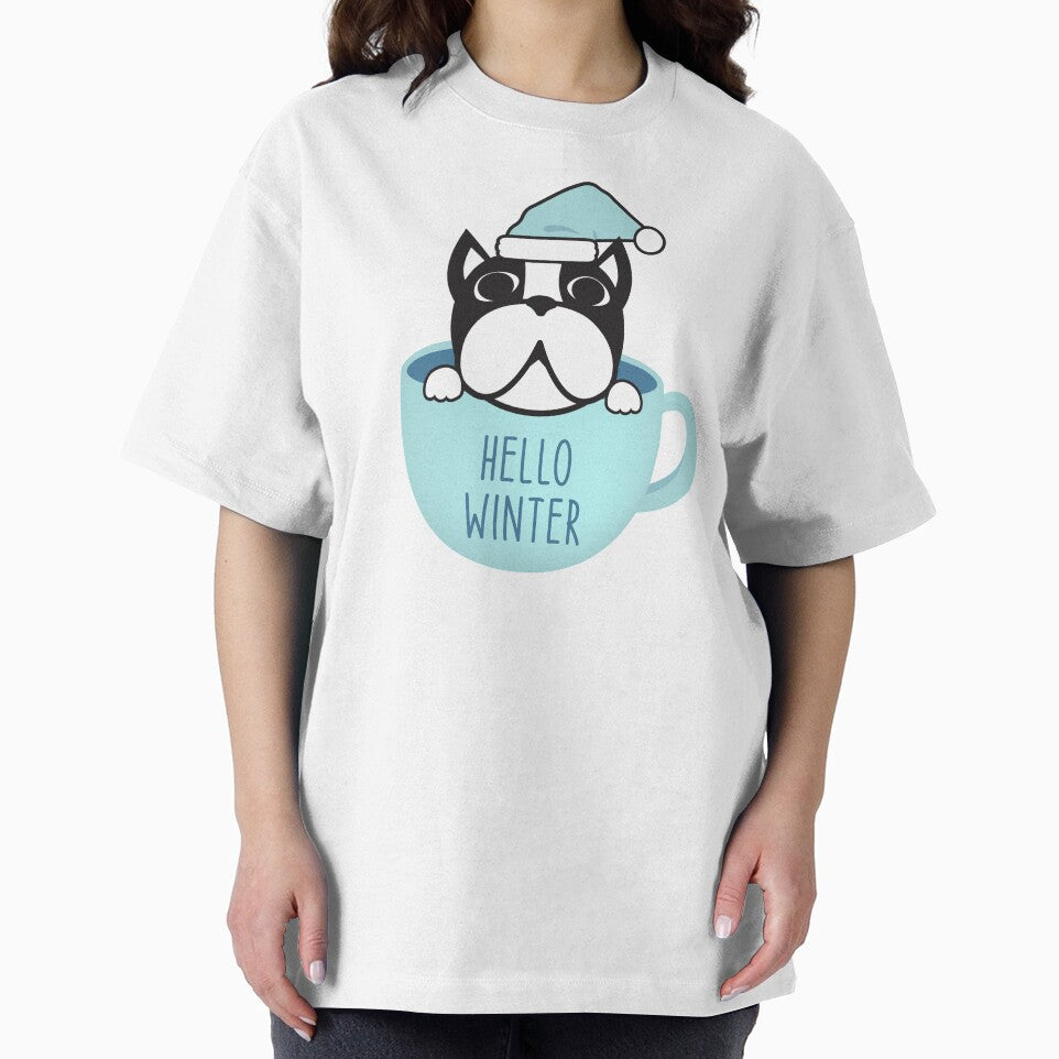 Cute Boston Terrier Merry Christmas Funny Hello Winter Essential T-Shirt by PilaStudio